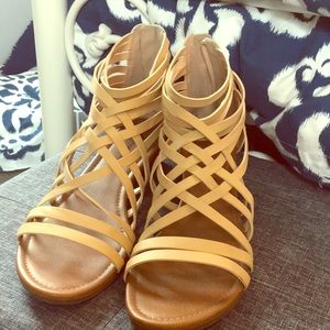 Fun strappy sandals with short wedge.